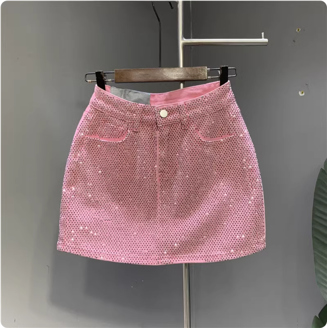 Jupe rose à paillettes