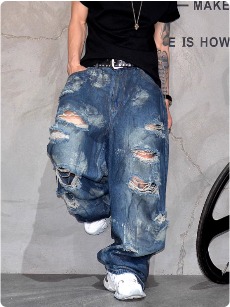 Jean large déchiré homme
