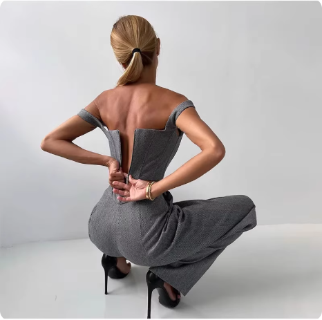 Ensemble tailleur gris pour femme