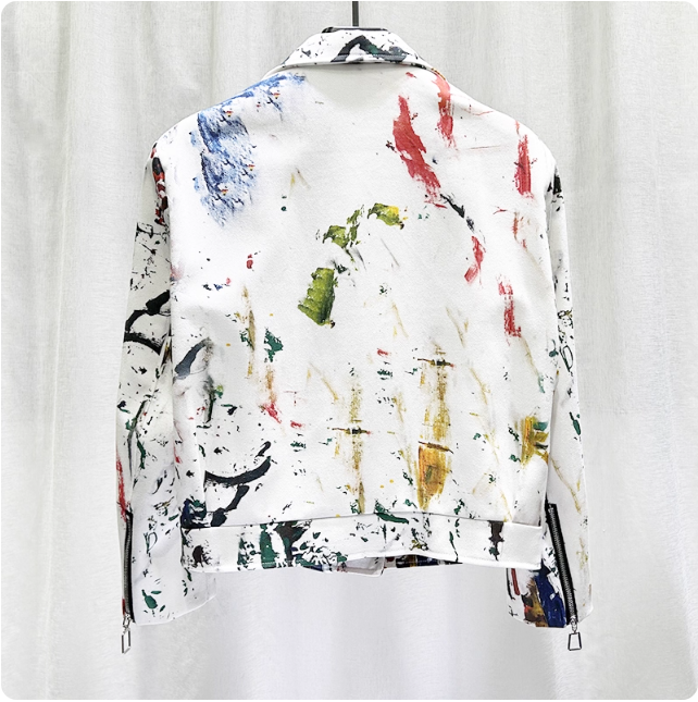 Veste en similicuir à motif artistique