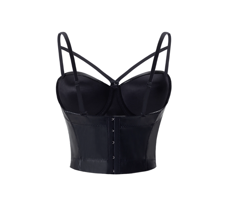 Bustier en similicuir noir
