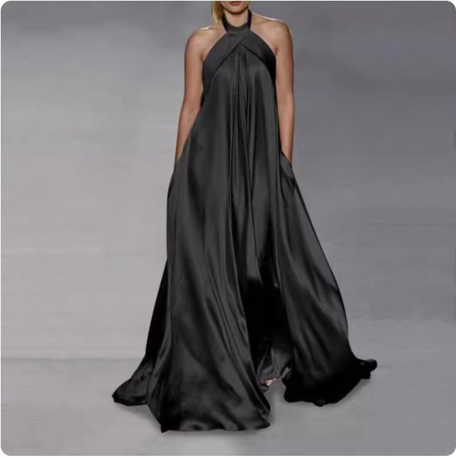 Robe longue en satin