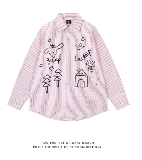 Chemise Rayée Motif Dessin Animé