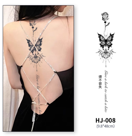 Tatouage temporaire papillon et rose