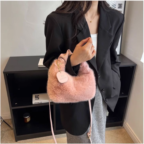 Sac à main en fourrure beige