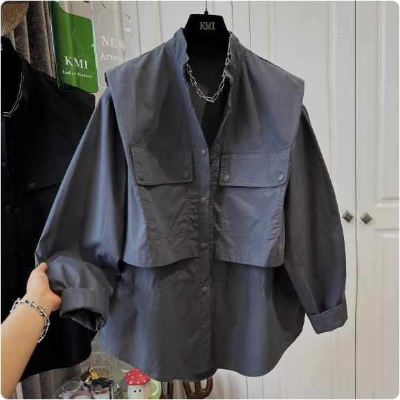 Veste courte noire à poches