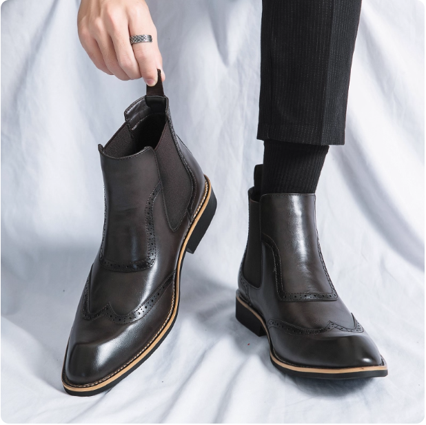 Bottes Chelsea en cuir marron