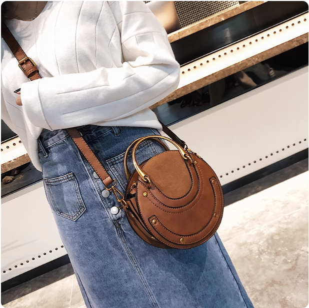 Sac à main rond en cuir