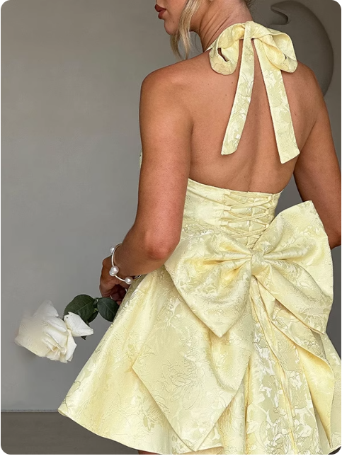 Robe courte évasée jaune