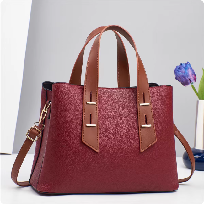 Sac à main en cuir bicolore