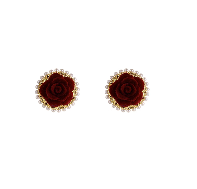Boucles d’oreilles roses rouges
