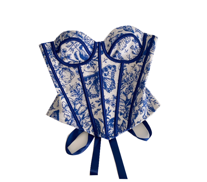 Corset bleu et blanc
