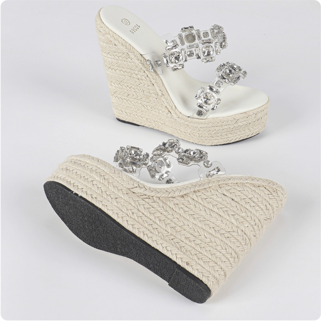 Sandales compensées à strass