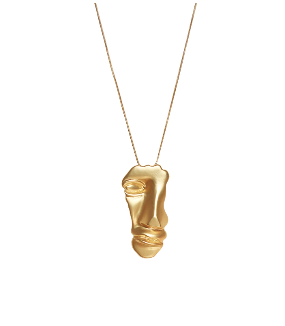 Collier visage abstrait doré