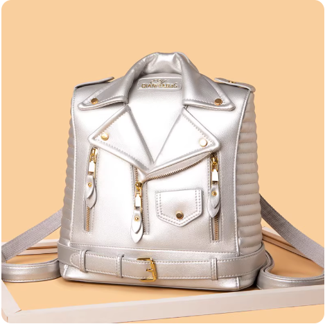 Sac à dos en cuir style blouson