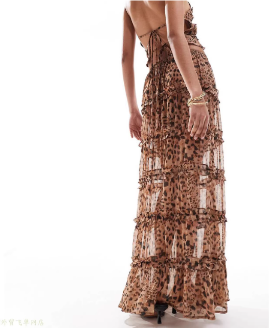 Ensemble jupe longue motif léopard