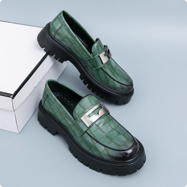 Mocassins en cuir vert