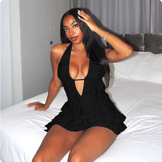 Robe décolleté marron