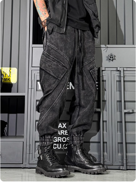 Pantalon cargo noir pour hommes