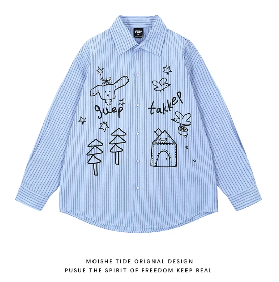 Chemise Rayée Motif Dessin Animé
