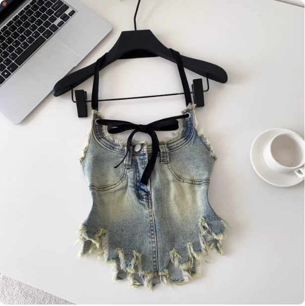 Top bustier en jean
