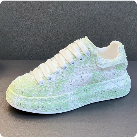 Baskets tendance en sequins verts