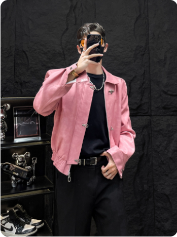Veste en daim rose pour homme