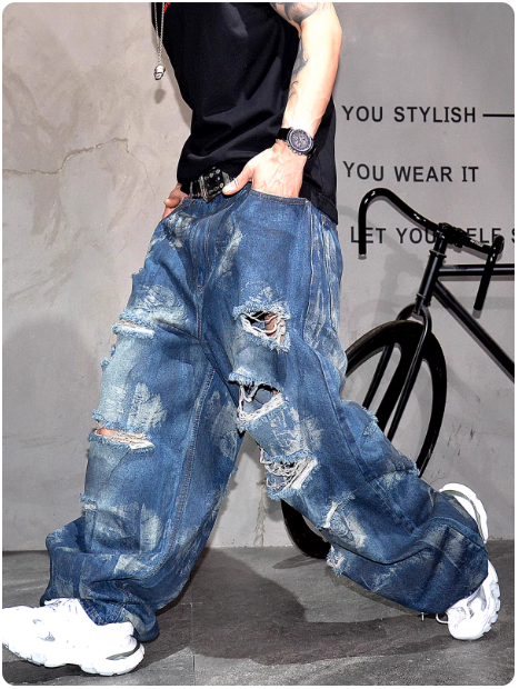 Jean large déchiré homme
