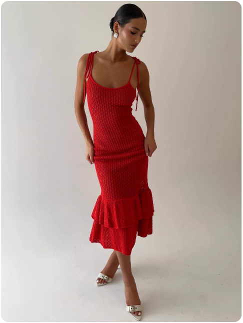 Robe longue en maille blanche
