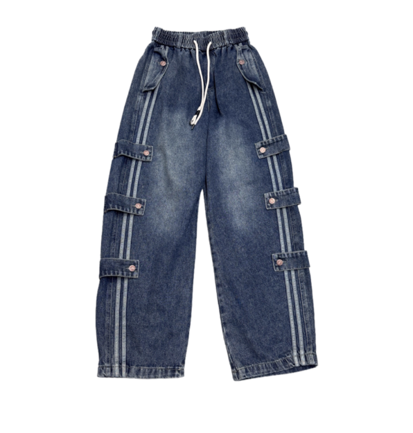 Jean large à sangles