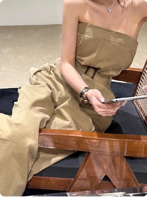Combinaison bustier beige