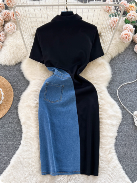 Robe bicolore à fermeture éclair