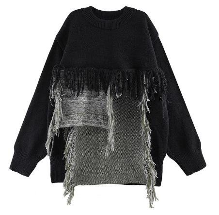 Pull artistique noir et gris