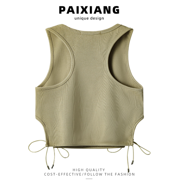 Débardeur kaki à laçage côté
