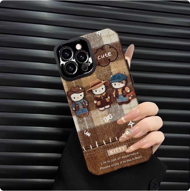 Coque de téléphone avec lanière et motif oursons