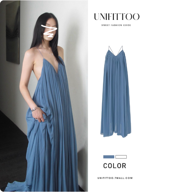 Robe longue bleu