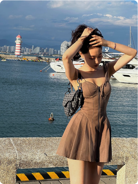 Robe bustier marron