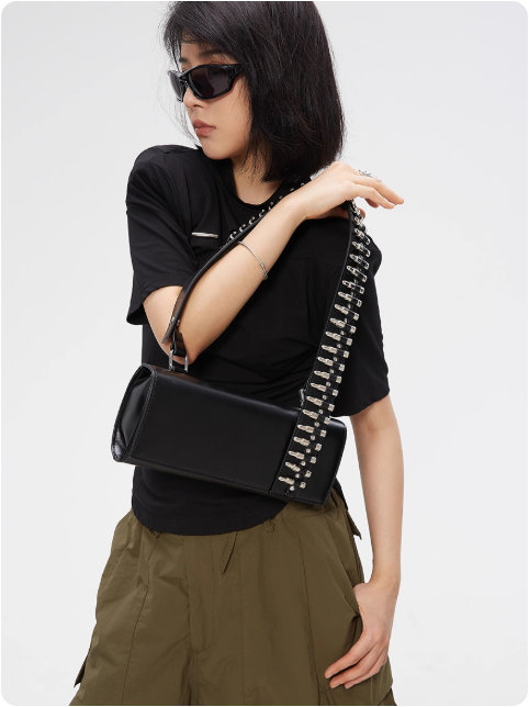Sac à bandoulière en cuir noir