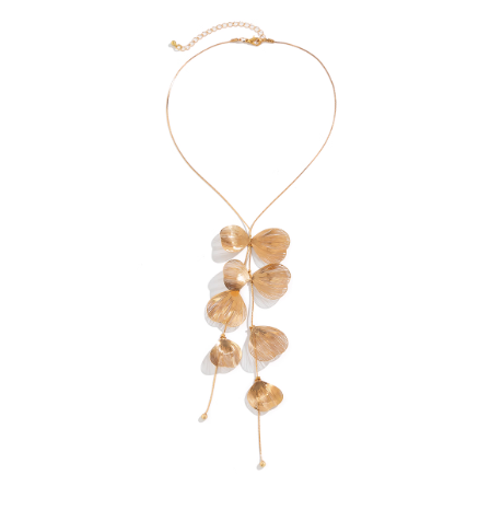 Parure de bijoux feuilles dorées