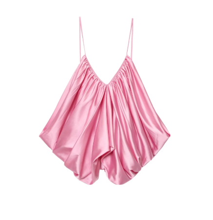 Top en satin plissé