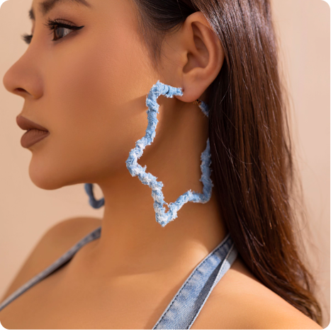 Boucles d'oreilles en tissu denim