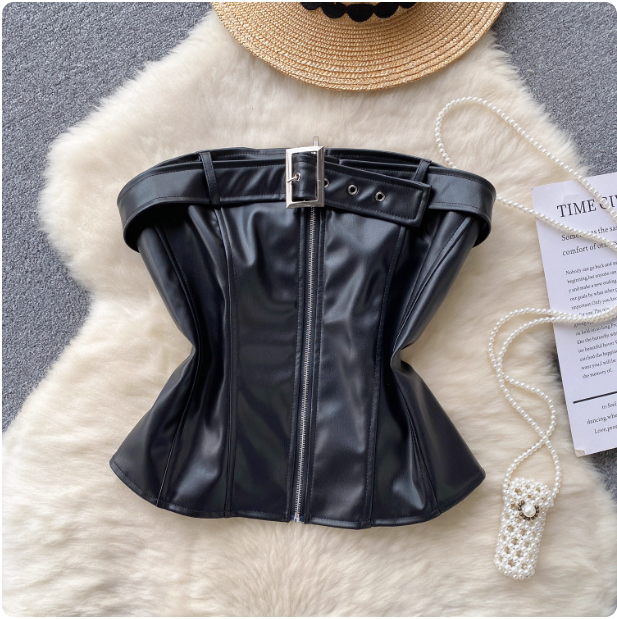 Bustier en simili cuir