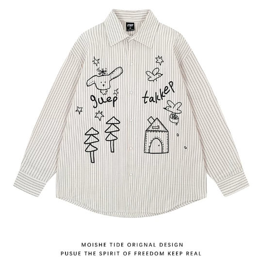 Chemise Rayée Motif Dessin Animé