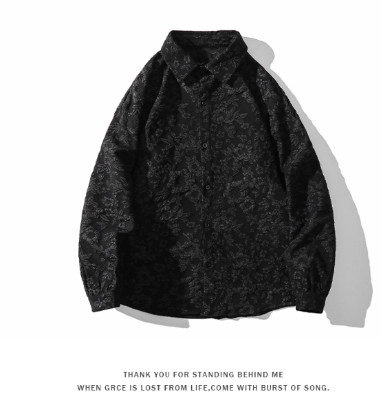Chemise noire à motifs floraux