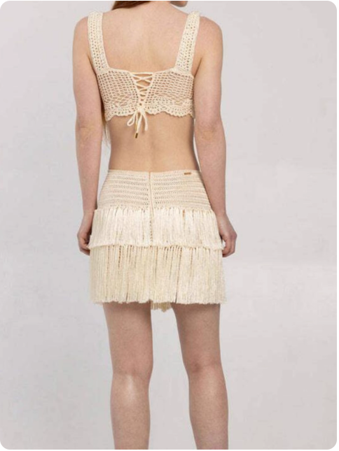 Ensemble deux pièces en crochet blanc