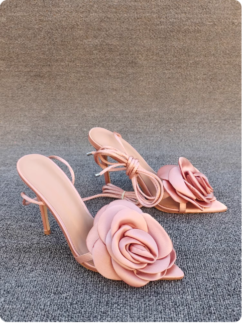 Sandale à talon rose