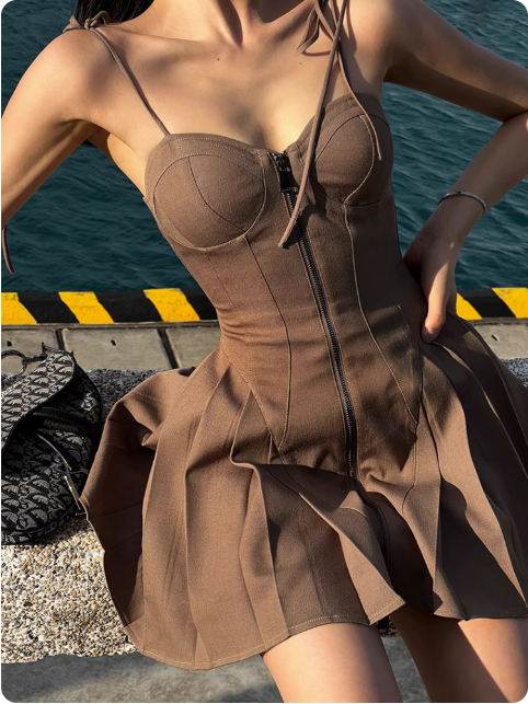 Robe bustier marron