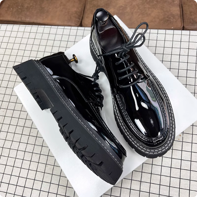 Chaussures Oxford vernies vert foncé