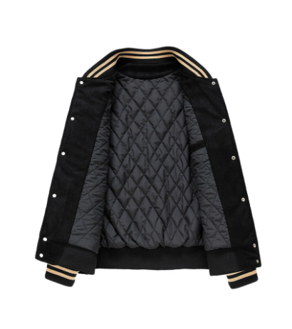 Veste varsity noire et beige