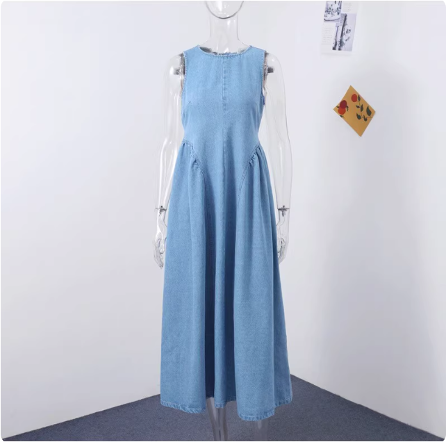 Robe longue en jean